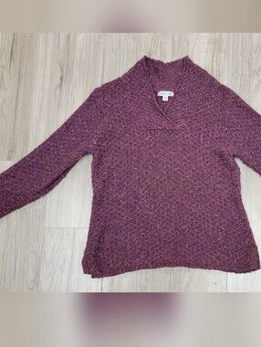 Coldwater Creek Plum Purple V-Neck Knit Sweater
